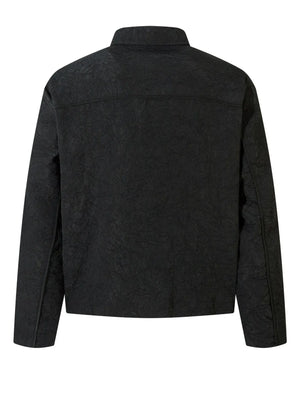 Textured Bomber Collared Neck Zip Up Jacket - Farnelli
