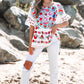 Selene Boho Floral Ruffle Trim Blouse - Farnelli
