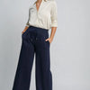 Umgee Drawstring Wide Leg Pants with Pockets - Midnight