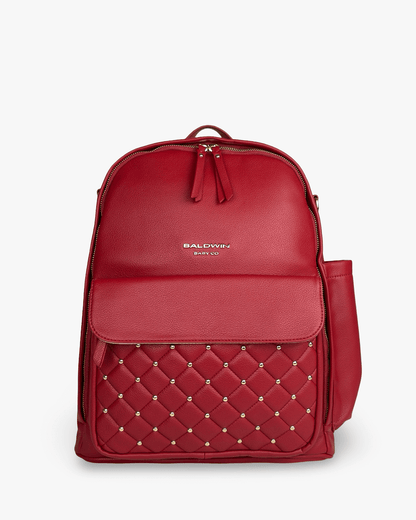 Baldwin Baby Company Daphne diaper bag in crimson, spacious main compartment with organized pockets