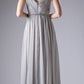 Cinderella Divine 1001 Ruched V-Neck A-line Long Chiffon Dress