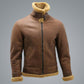 Men’s Brown B3 Shearling Sheepskin WW2 Bomber Leather Flying Aviator Jacket