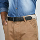 Cream & Black Braided Canvas Leather Belt