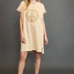 Umgee Peace Plaid Applique Short Sleeve Mini Dress - Farnelli