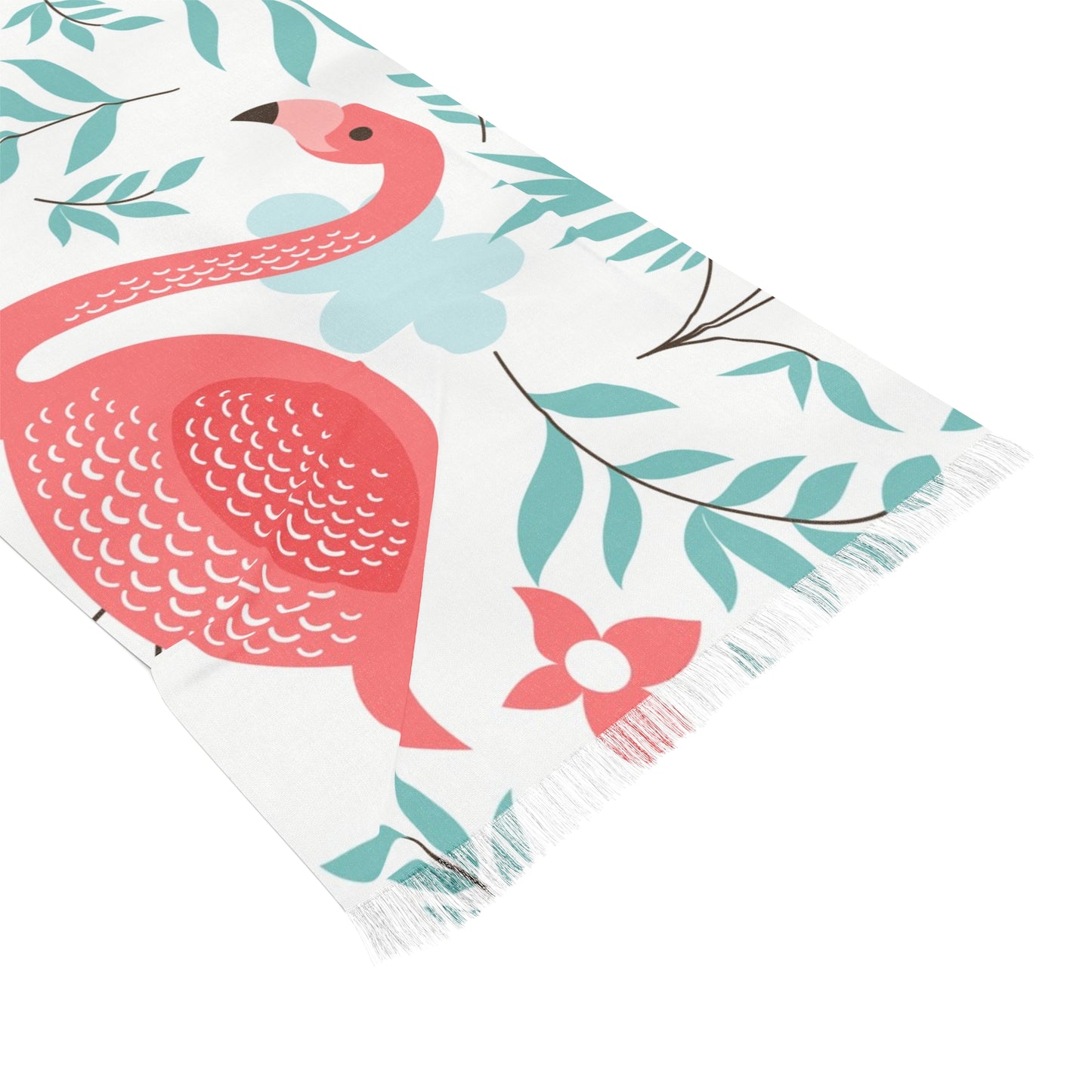 Flamingo Light Scarf - Tropical Summer Accessory, Beach Cover-Up, Gift for Her, Floral Scarf, Vacation Essential