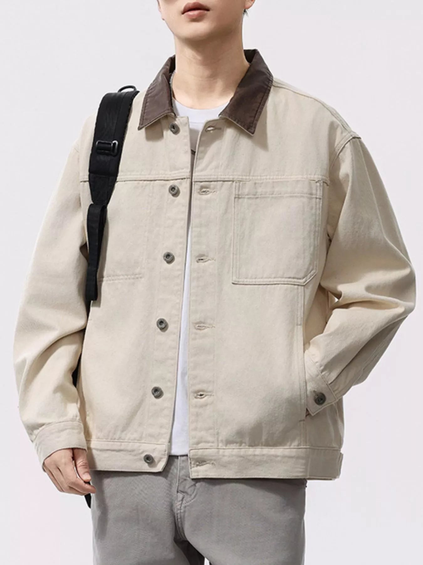 Men's Plus Size Two-Tone Collar Casual Jacket - Farnelli
