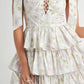 MABLE Floral Print Shoulder Tie Layered Mini Dress - Farnelli
