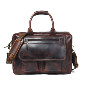 Buffalo leather pilot bag by Classy Leather Bags, stylish briefcase with sturdy handle and multiple compartments for professional use.
