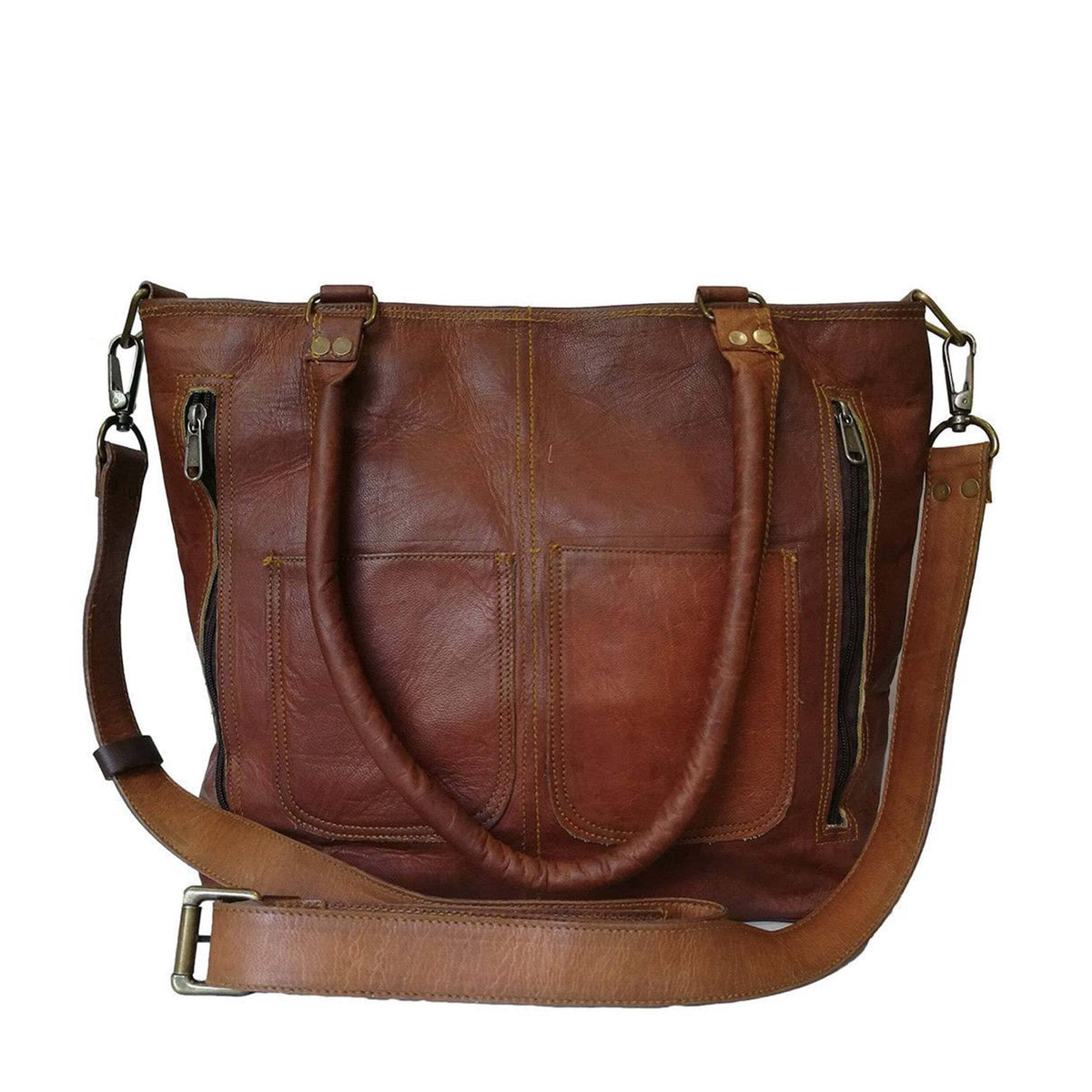 The Terry Tote leather handbag by Classy Leather Bags, shown in a structured tote design