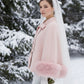 Pink Bridal Cape with Faux Fur Trim (Amanda Pin06)