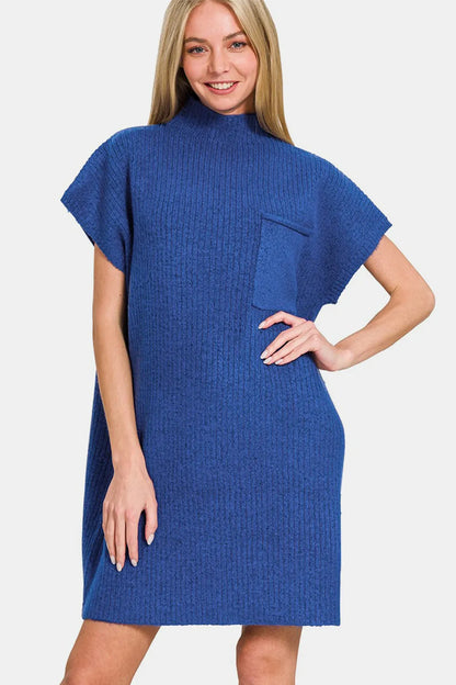 Zenana Short Sleeve Sweater Mini Dress - Farnelli