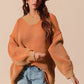 SO ME Oversized Two Tone Textured V Neck Sweater - Farnelli
