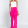 ACTIVE BASIC Waist Elastic Slim Flare Yoga Pants - Hot Pink