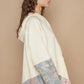 POL Floral Patchwork Distressed Drawstring Hoodie - Farnelli