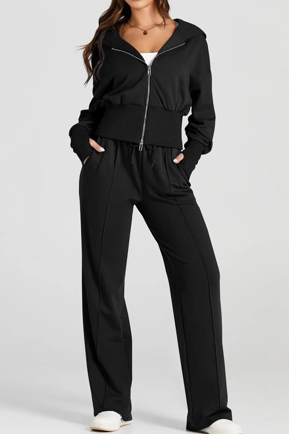 Zip-Up Hoodie and Pants Active Set - Farnelli