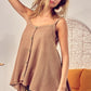 BiBi Popcorn Waffle Knit with Buttoned Front Cami Top - Farnelli