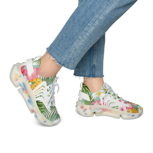 Tropical Women's Mesh Sneakers for Summer Vibes, Floral Athletic Shoes, Stylish Comfortable Sneakers, Beach Footwear, Gift for Her