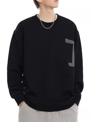 Men's Plus Size Crew Neck Sweatshirt with Pocket Detail - Farnelli