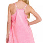 Zenana Acid Washed Mini Dress With Built-in Romper Liner - Farnelli