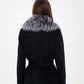 Genuine Silver Fox Virgin Wool Wrap Coat in Black