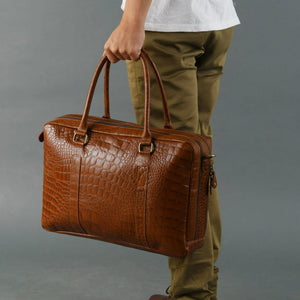 Easton Premium Buffalo Leather Laptop Briefcase by Classy Leather Bags, featuring a sleek brown design with sturdy handles and multiple compartments.