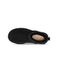 Women's UGG Classic Ultra Mini boots in black, side view with short shaft and rounded toe