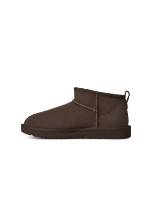 UGG Women's Classic Ultra Mini boots in Dusted Cocoa, stylish women's footwear with plush sheepskin lining and rugged sole.