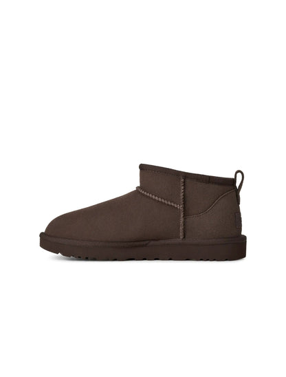 UGG Women's Classic Ultra Mini boots in Dusted Cocoa, stylish women's footwear with plush sheepskin lining and rugged sole.