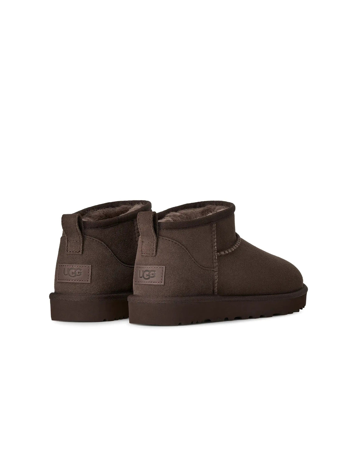UGG Womens Classic Ultra Mini Dusted Cocoa boots with plush sheepskin lining and suede exterior, stylish women's footwear.