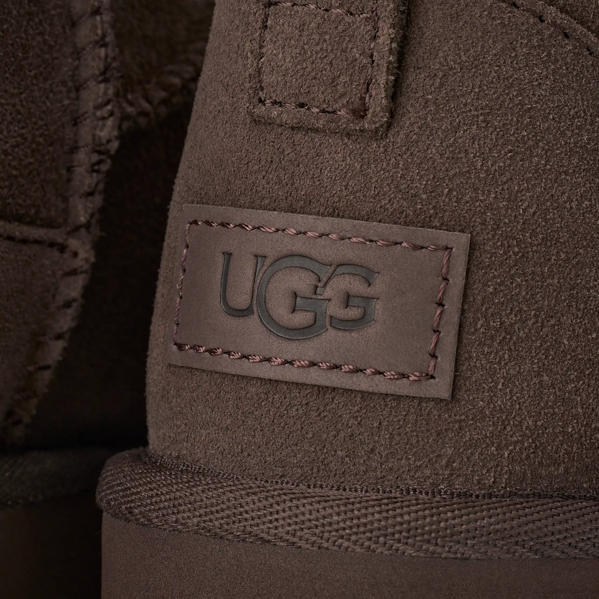 UGG Womens Classic Ultra Mini Dusted Cocoa boots, cozy suede footwear for women with plush lining and stylish design.