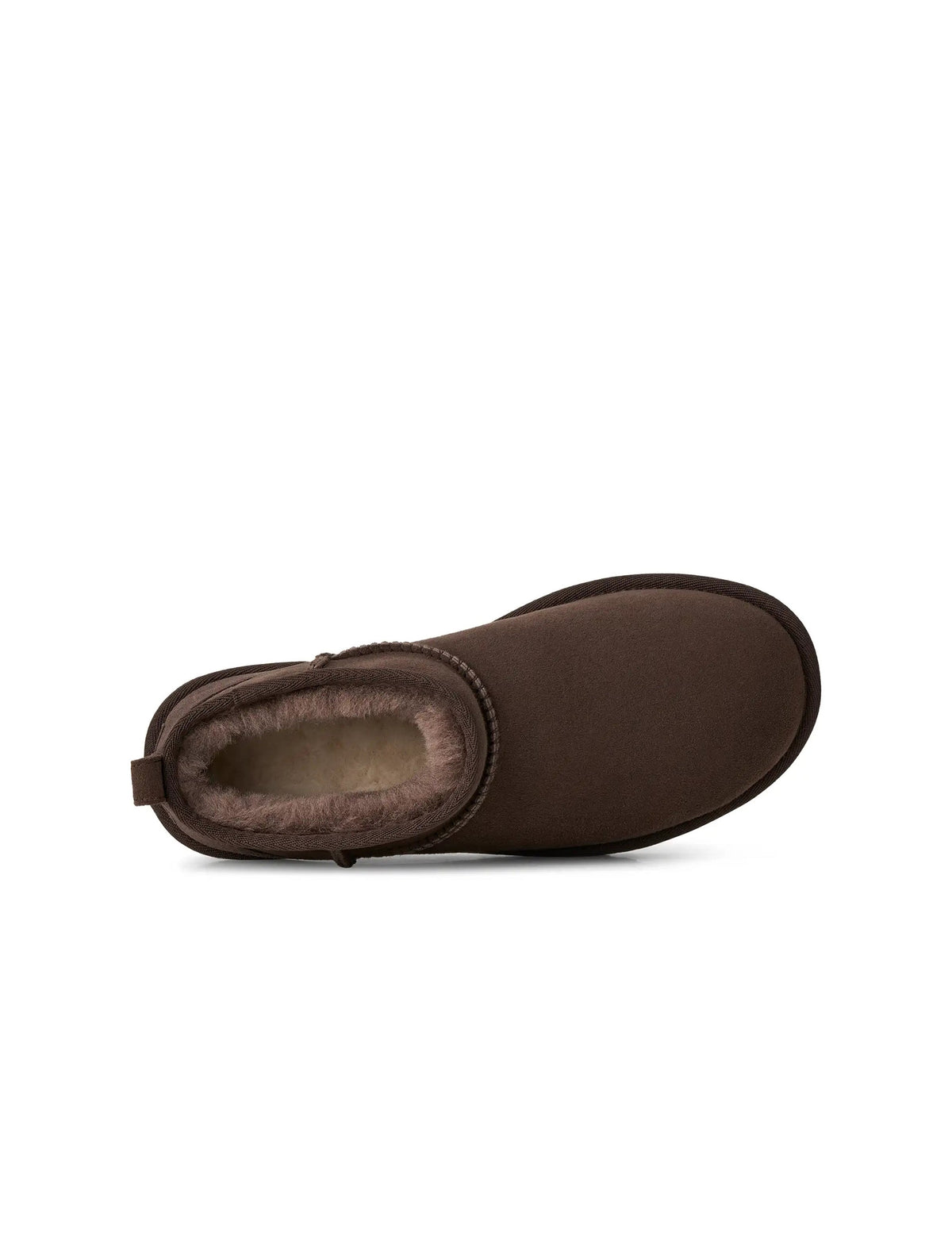 UGG Womens Classic Ultra Mini Dusted Cocoa boots, cozy suede footwear with sheepskin lining and mini height, on a neutral background.