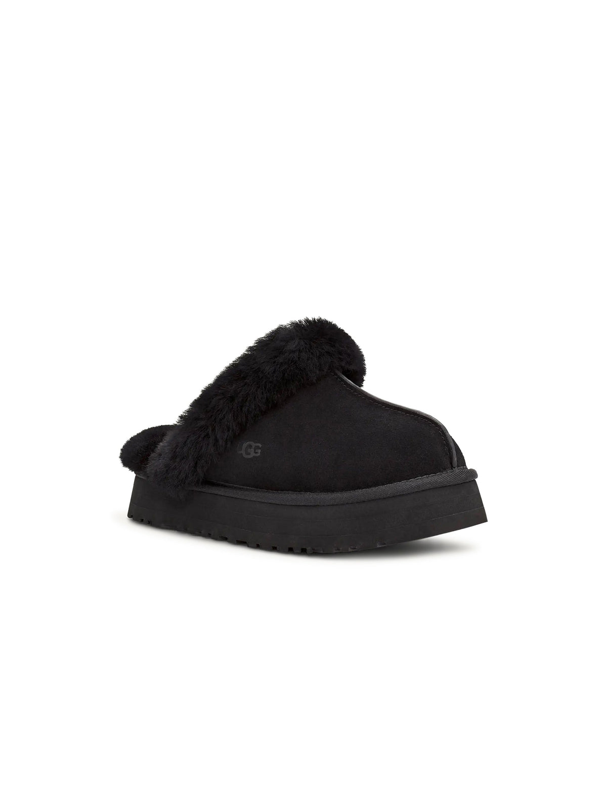 Black UGG Womens Disquette footwear by Denim Exchange, showcasing stylish women's shoes with a sleek design and comfortable fit.