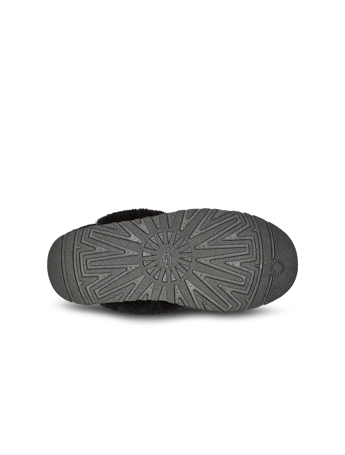 Black UGG Womens Disquette footwear, stylish and comfortable women's shoes with a sleek design, shown in a side view.