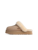 UGG Womens Disquette Sandal in beige with open toe and ankle strap, stylish women's footwear by Denim Exchange.