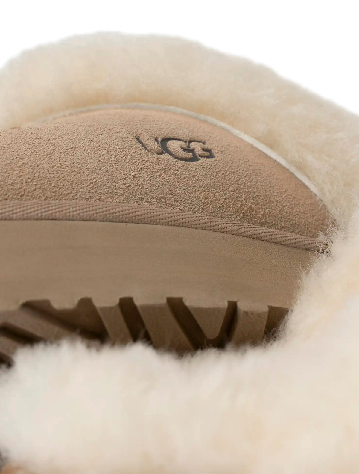 UGG Women's Disquette Sandal in neutral sand color, stylish women's footwear with cushioned sole and open toe design.