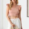 Le Lis Ruffled Cap Sleeve Square Neck Crop Top - Dusty Pink