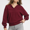 Umgee Linen Long Sleeves Elastic Hem Blouse - MERLOT