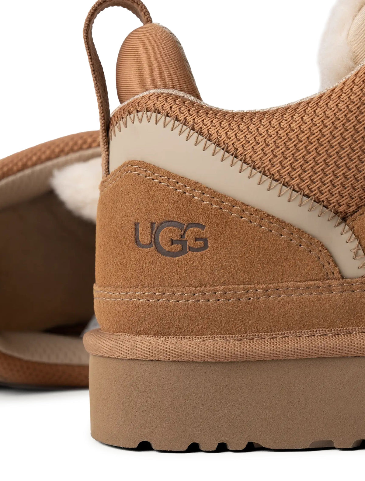 UGG Womens Lowmel Chestnut footwear with lace-up design and suede finish, stylish low-top shoes for women.