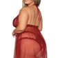 Plus Size Mesh and Lace Halter Babydoll