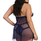 Plus Size Mesh and Lace Halter Babydoll