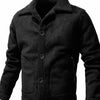Men's Plus Size Shearling Lined Button Up Jacket - Black