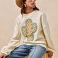 BiBi Cactus Embroidered Fleece Sweatshirt - Farnelli