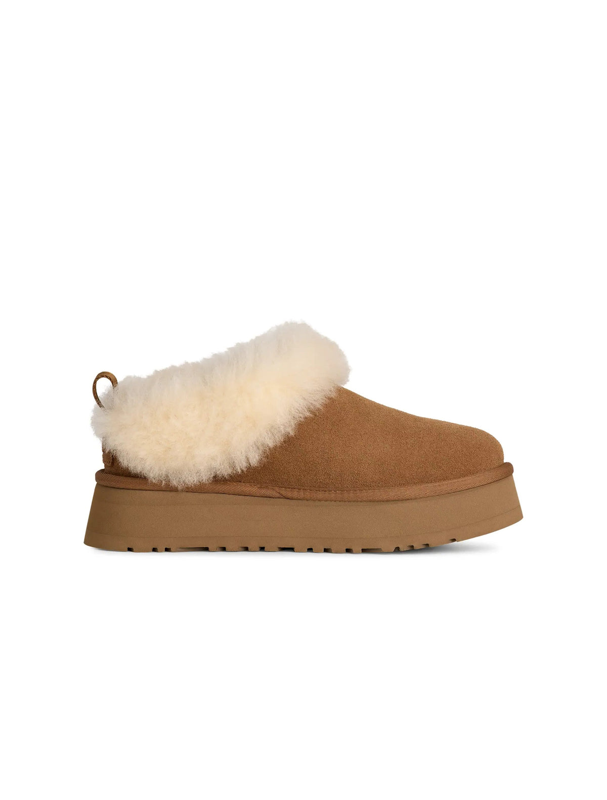 UGG Womens Tazzelle Slipper in Chestnut, cozy women's footwear with plush lining and soft suede upper, ideal for indoor wear.