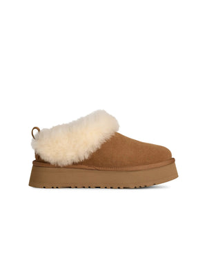 UGG Womens Tazzelle Slipper in Chestnut, cozy women's footwear with plush lining and soft suede upper, ideal for indoor wear.