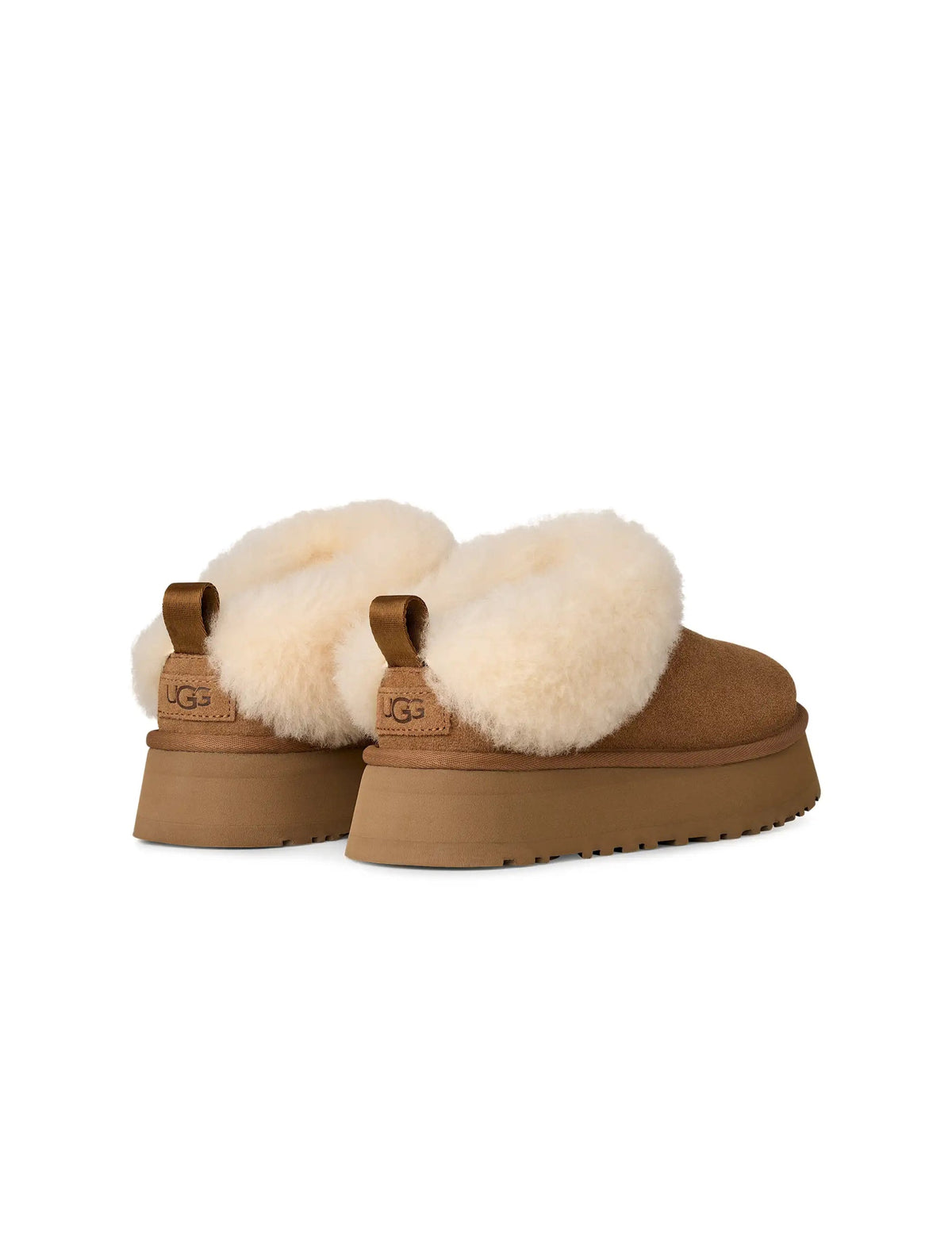 UGG Women's Tazzelle Chestnut slippers featuring cozy sheepskin lining and slip-on design, perfect for comfortable indoor wear.
