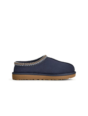 Dark indigo UGG Womens Tasman II footwear featuring cozy sheepskin and stylish design, ideal for casual wear.