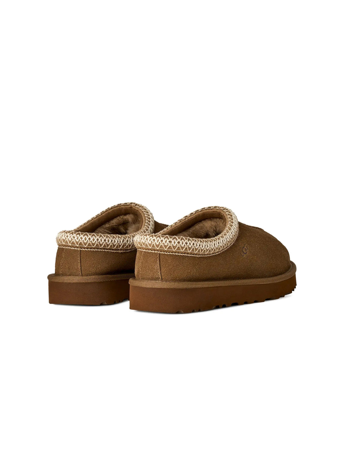 Light bronze UGG Women's Tasman II footwear showing soft suede material and cozy shearling lining, stylishly displayed.