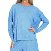 Zenana Soft Melange Long Sleeve Tee and Shorts Set - OCEAN BLUE