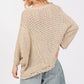 SAGE + FIG Distressed Asymmetrical Open Stitch Sweater - Farnelli