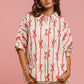 BiBi Bow Ribbon Woven Printed Button Down Shirt - Farnelli
